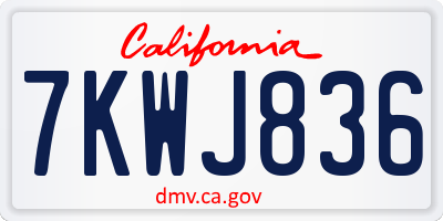 CA license plate 7KWJ836