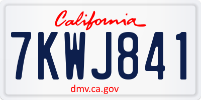 CA license plate 7KWJ841