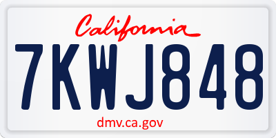 CA license plate 7KWJ848