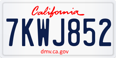 CA license plate 7KWJ852