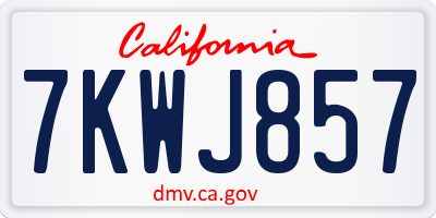 CA license plate 7KWJ857