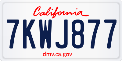 CA license plate 7KWJ877