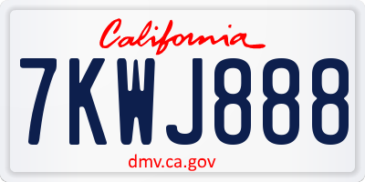 CA license plate 7KWJ888