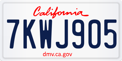 CA license plate 7KWJ905