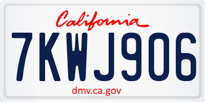 CA license plate 7KWJ906