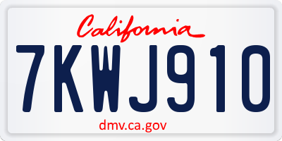 CA license plate 7KWJ910