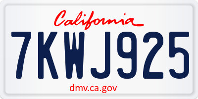 CA license plate 7KWJ925