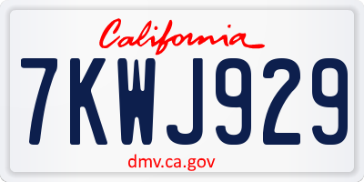 CA license plate 7KWJ929
