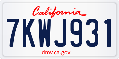 CA license plate 7KWJ931