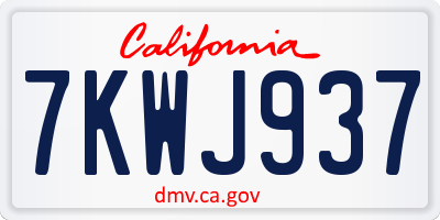 CA license plate 7KWJ937