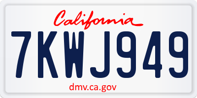 CA license plate 7KWJ949