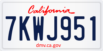CA license plate 7KWJ951