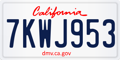 CA license plate 7KWJ953
