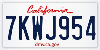 CA license plate 7KWJ954