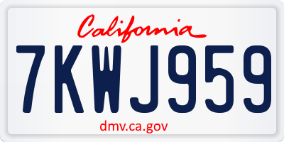 CA license plate 7KWJ959