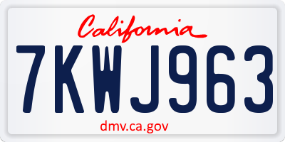 CA license plate 7KWJ963