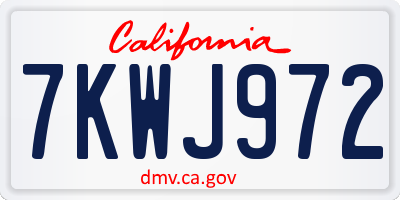 CA license plate 7KWJ972