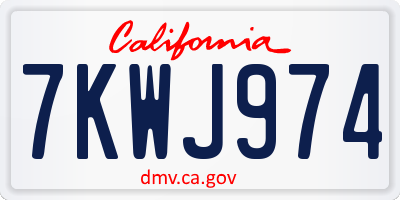 CA license plate 7KWJ974