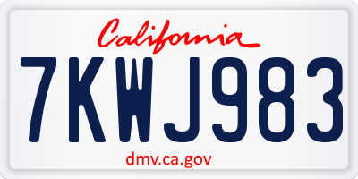 CA license plate 7KWJ983