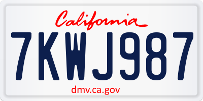 CA license plate 7KWJ987