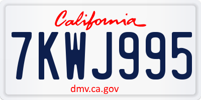 CA license plate 7KWJ995