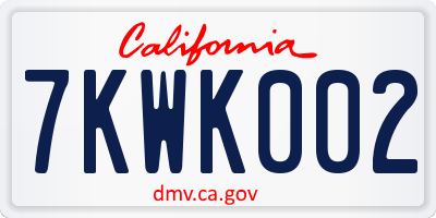CA license plate 7KWK002
