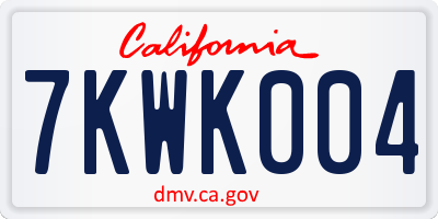 CA license plate 7KWK004