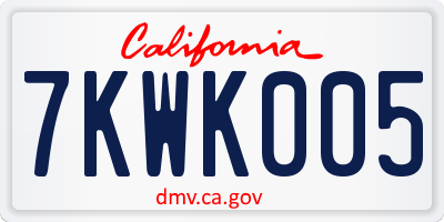 CA license plate 7KWK005