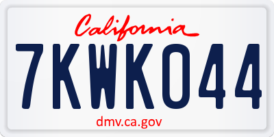 CA license plate 7KWK044