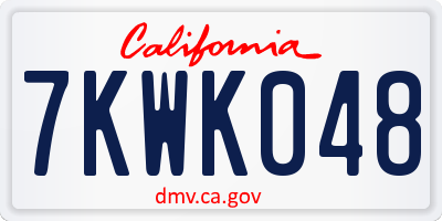 CA license plate 7KWK048