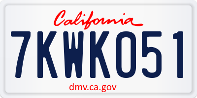 CA license plate 7KWK051