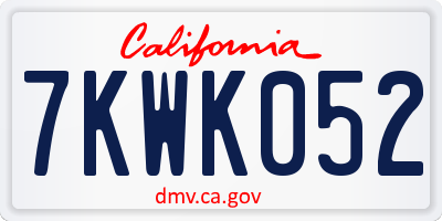 CA license plate 7KWK052