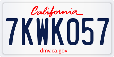 CA license plate 7KWK057