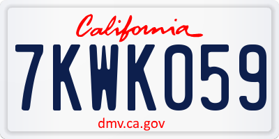 CA license plate 7KWK059