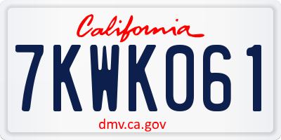 CA license plate 7KWK061