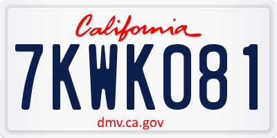 CA license plate 7KWK081