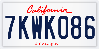 CA license plate 7KWK086