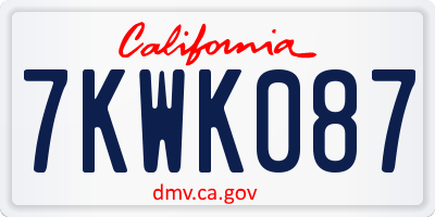 CA license plate 7KWK087