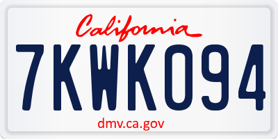 CA license plate 7KWK094
