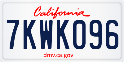 CA license plate 7KWK096