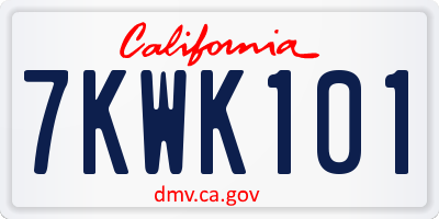 CA license plate 7KWK101