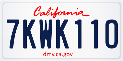 CA license plate 7KWK110