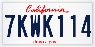 CA license plate 7KWK114