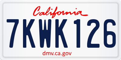 CA license plate 7KWK126