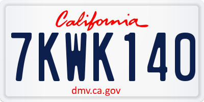 CA license plate 7KWK140