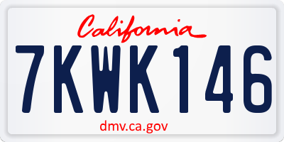 CA license plate 7KWK146