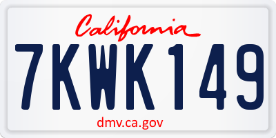 CA license plate 7KWK149
