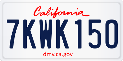 CA license plate 7KWK150