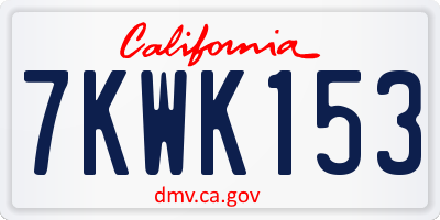 CA license plate 7KWK153