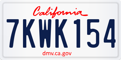 CA license plate 7KWK154